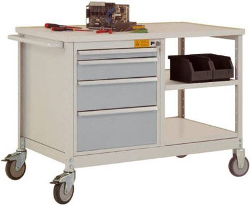 Manuflex LW1002.9006 Mobile Werkbank aus Stahl in Alusilber, B/T/H: 113,5 x 78,0 x 59,0 cm - Bild 1