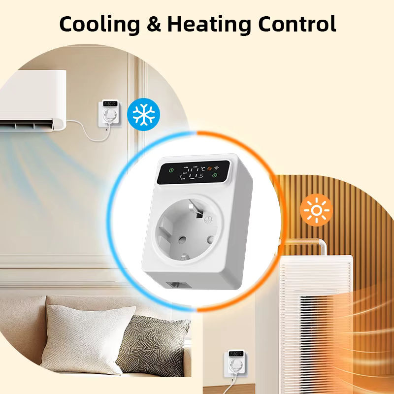 EZAIOT Tuya Wifi Digital Thermostat Steckdose 16A mit 3M NTC Sensor in Weiß - Bild 2