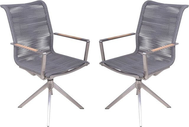 DELUKE Gartenstuhl DENNIS 2er Set Drehstühle aus Edelstahl in Anthrazit mit Armlehnen, H x B x T: 95 x 63 x 54 cm - Bild 1