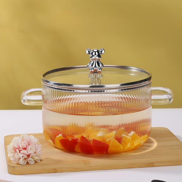 PDQ Glaskochtopf aus Borosilikatglas mit Deckel und Doppelgriffen, transparent - Bild 1