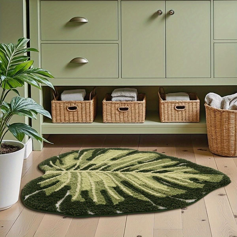 WTEMPO Bodenmatte aus Imitations-Kaschmir in Laubgrün, rutschfest und saugfähig, B/T: 80 x 50 cm - Bild 3