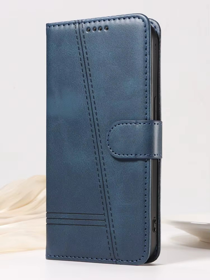 Premium Magnetische Ledertasche für OPPO Reno Serie als Brieftasche mit Kartenfächern in Blau - Bild 6