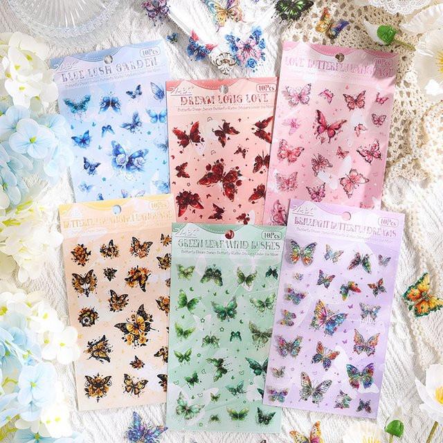 10 Stück Vintage Schmetterling Aufkleber in Multicolour für DIY Scrapbooking und Tagebuch Gestaltung - Bild 1