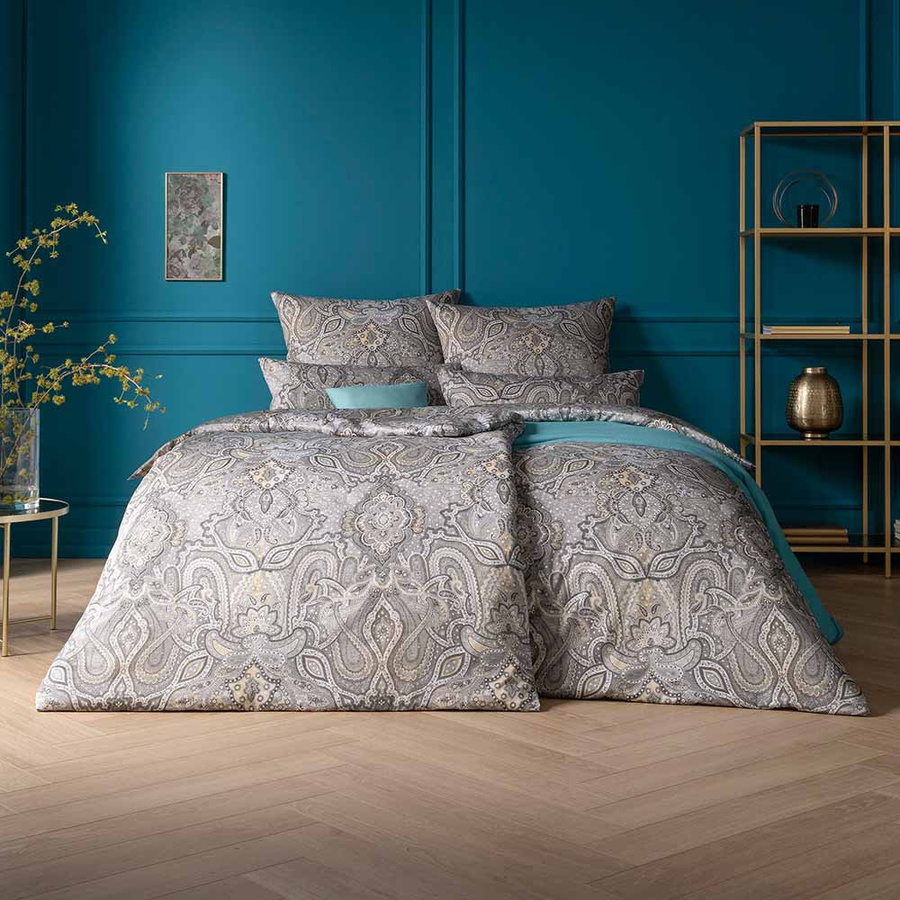 Estella Mako-Satin Bettwäsche Fernanda Silber Paisley Orient mit Bettbezug und Kissenbezug, B/H: 135 x 200 cm, Kissen: 40 x 80 cm - Bild 1