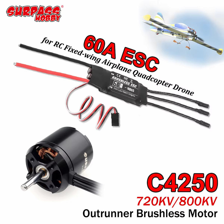 Surpass Hobby Outrunner Brushless Motor, 60A ESC, Programmierkarte - Bild 3