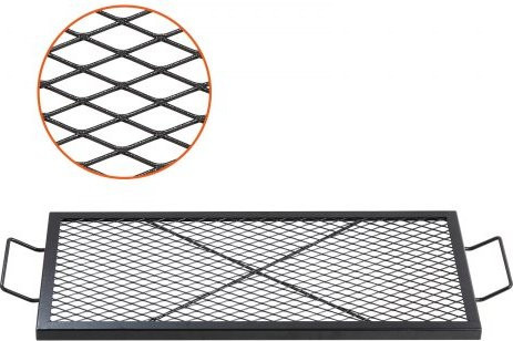 VEVOR X-Marks Feuerschale Grillrost aus Stahl in Schwarz, rechteckiger Grillrost für Camping und BBQ mit Griff und X-Draht-Unterstützung, 32 Inch - Bild 1