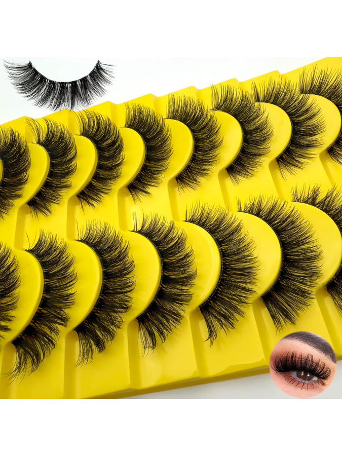 JIEFUXIN Künstliche Wimpern, 10 Paar, Black, Natürlich - Bild 7