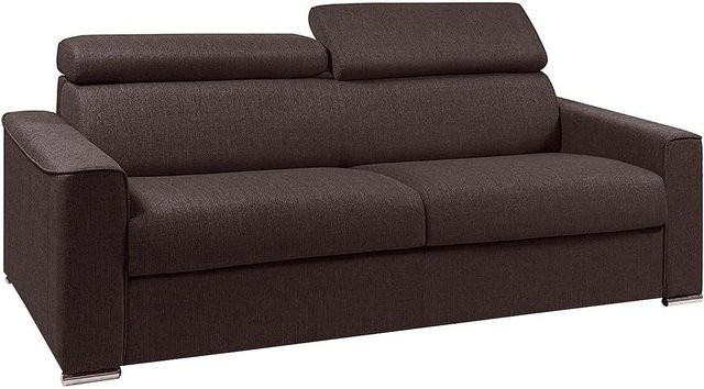 Vente-unique Schlafsofa Vizir in Schokoladenbraun mit verstellbarer Kopfstütze, Breite: 216 cm - Bild 1