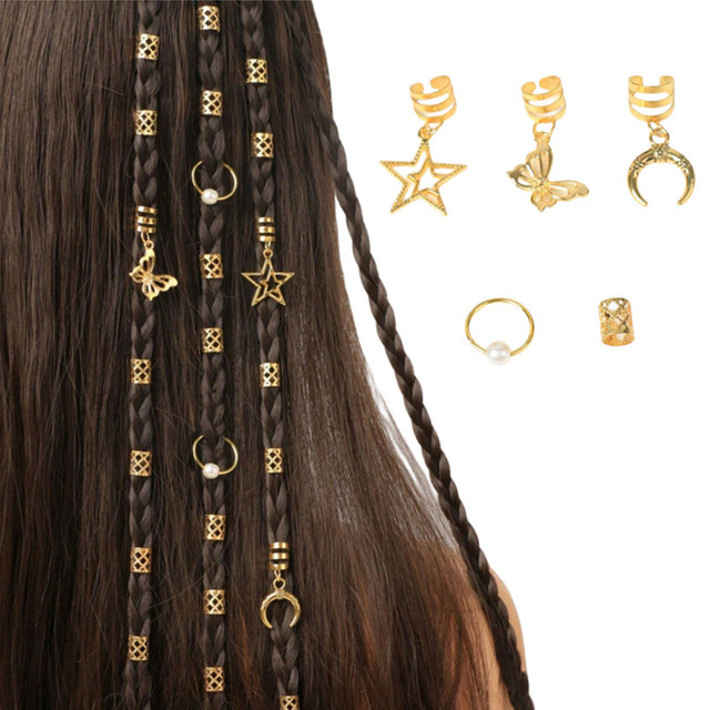 Haarperlen und Ringe für Mädchen, Vintage-Legierung, 25 Stück - Bild 1