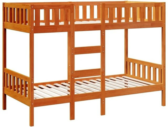 vidaXL Etagenbett aus massivem Kiefernholz in Wachsbraun, rustikales Kinderbett - Bild 1