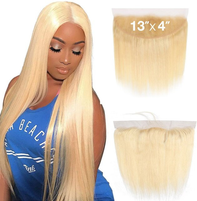 Linhua Echthaar Spitzen-Frontal, blond, glatt, 13 x 4, 30,5–66 cm - Bild 1
