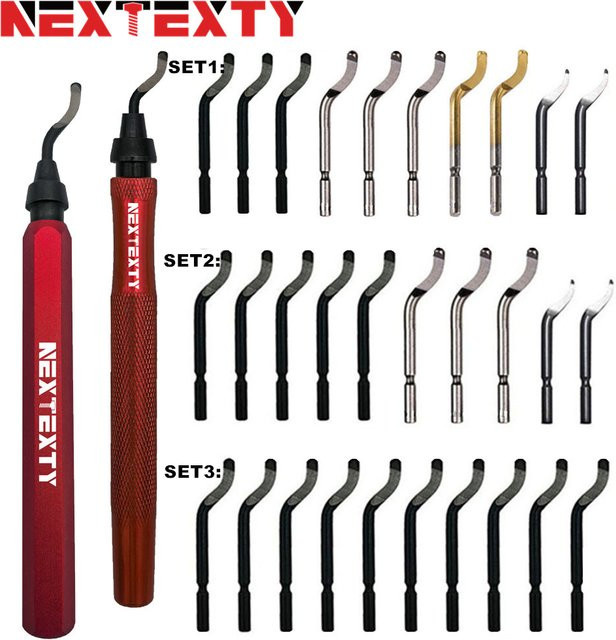 NEXTEXTY Grat Cutter Entgrater Set aus HSS Stahl für Metall, Kunststoff, Holz und Harz - Bild 1