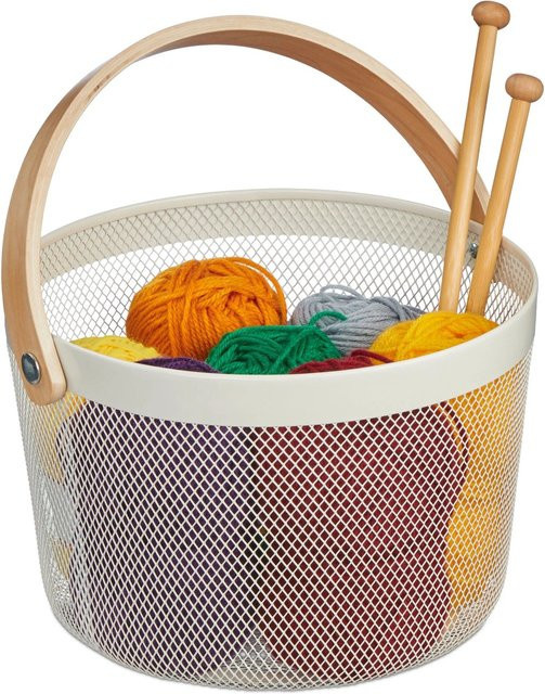 Relaxdays Drahtkorb aus Stahl in Weiß mit Henkel, B/T/H: 17,5 x 27,5 x 26,5 cm - Bild 1