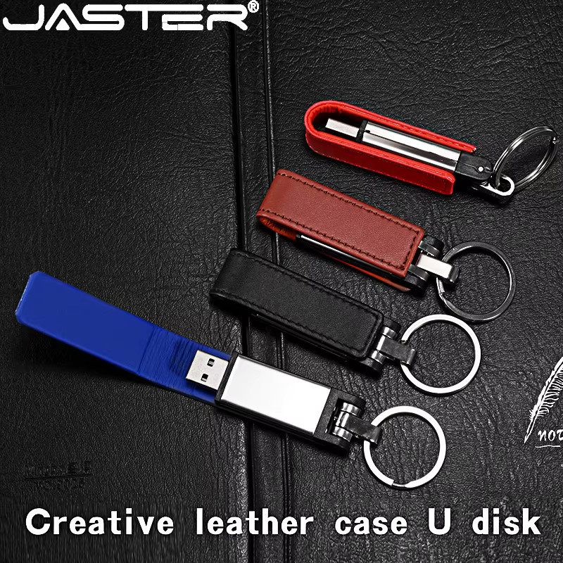 Jaster USB-Flash-Laufwerk mit Leder und Schlüsselbund in Schwarz, Rot oder Braun mit 128 GB Kapazität - Bild 3