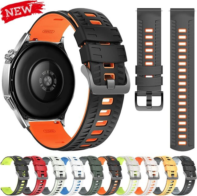 CAOWTAN Uhrenarmband Silikon, 22mm, Schwarz, Unisex - Bild 1
