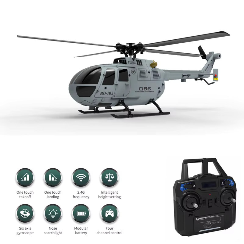 JIKEFUN C186 PRO RC Hubschrauber 4CH BO105, Flugzeug, ferngesteuert - Bild 2