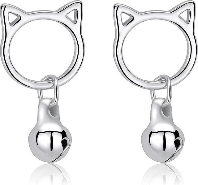 Wucifang Jewelry Katzen-Glocken-Ohrringe, Silber, Weiß, Damen - Bild 1