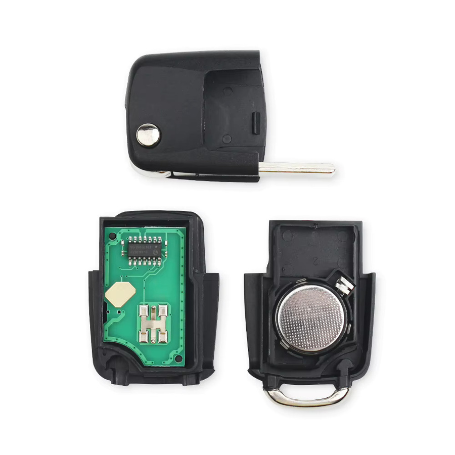 KEYYOU Auto Fernschlüssel mit Batterie für VW Passat Polo Skoda Seat Altea Ibiza Leon Toledo, 434MHz ID48 Chip, Flip Schlüssel, Schwarz - Bild 3