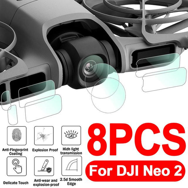 DJI Neo 2 Schutzfolien-Set aus gehärtetem Glas und Hydrogel für Objektiv, Sensor und Seitenbildschirme in Transparent - Bild 1