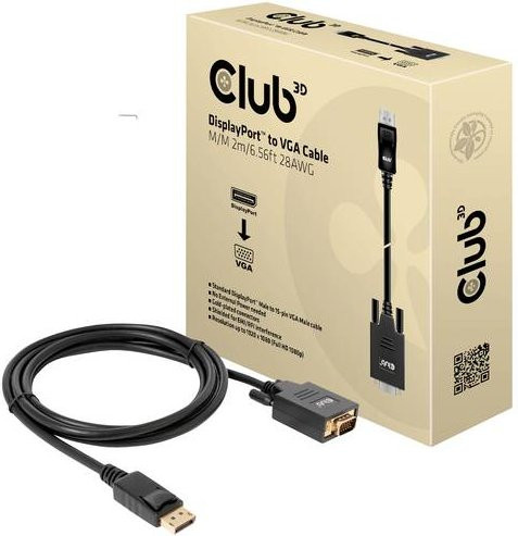Club3D DisplayPort auf VGA Anschlusskabel Schwarz CAC-1012 Länge: 2,00 m - Bild 1