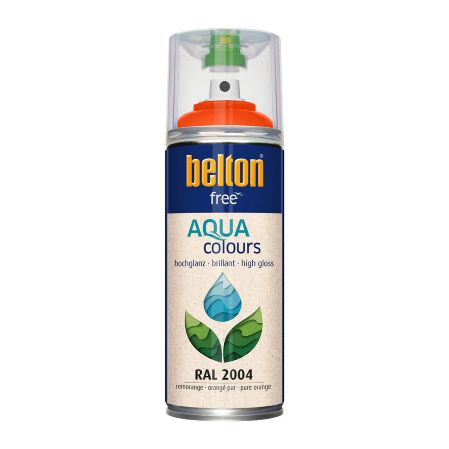 Belton Free AQUAcolours Buntlack RAL 2004 Reinorange hochglänzend wasserbasiert 400 ml - Bild 2