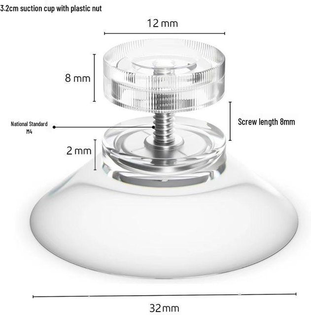 HomeHarmony Transparenter PVC-Saugnapf mit Gewindestange M4/M6/M8 und rutschfestem Fußpolster - Bild 1