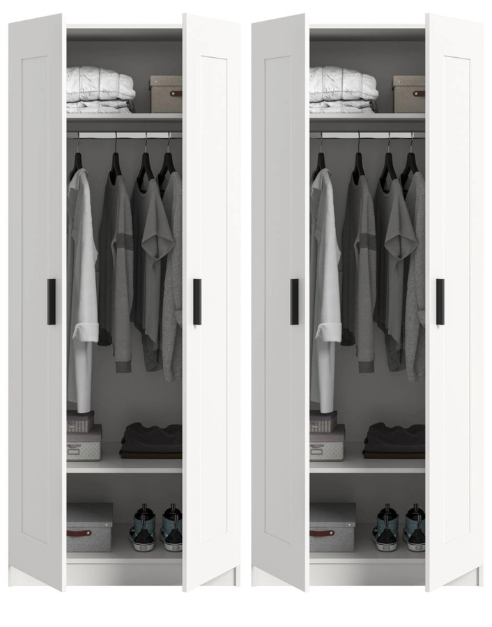 4-türiger Kleiderschrank Jondal in Weiß mit mattem Finish, Breite: 160 cm, Höhe: 194 cm - Bild 3