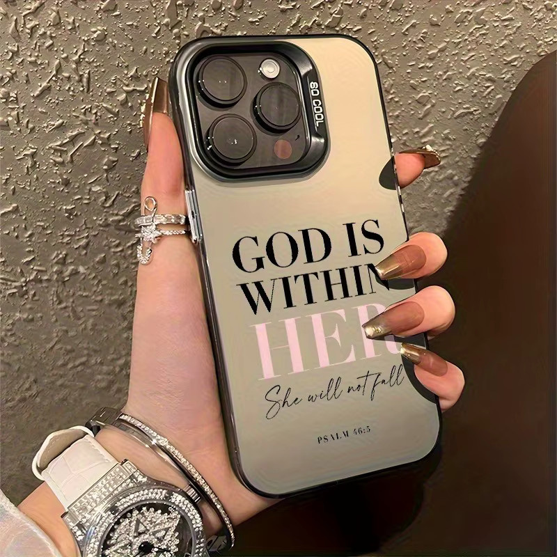 Galvanisierte TPU-Handyhülle mit God English-Muster in Weiß für iPhone 11 bis iPhone 17 Pro Max sowie verschiedene Modelle wie Mini, Plus, Pro und SE - Bild 2