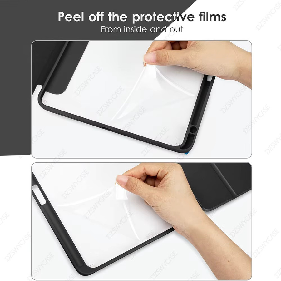 DZSWYCASE Transparente Hülle für iPad 9./8./7. Generation 10,2 Zoll (2021/2020/2019), Stoßfeste TPU-Schutzhülle mit Stifthalter, Schwarz - Bild 5