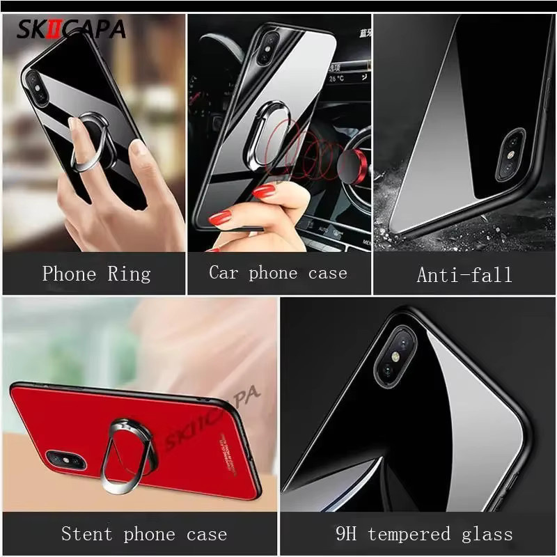 Samsung Schutzhülle für Galaxy S25 Ultra, S25 Plus und S24 FE mit gehärtetem Glas, harter Rückseite und magnetischem Ringhalter in Rot - Bild 5