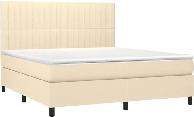 vidaXL Boxspringbett Hybrid mit Matratze und LED-Beleuchtung in Creme, B/T/H: 160 x 200 x 118 cm - Bild 1