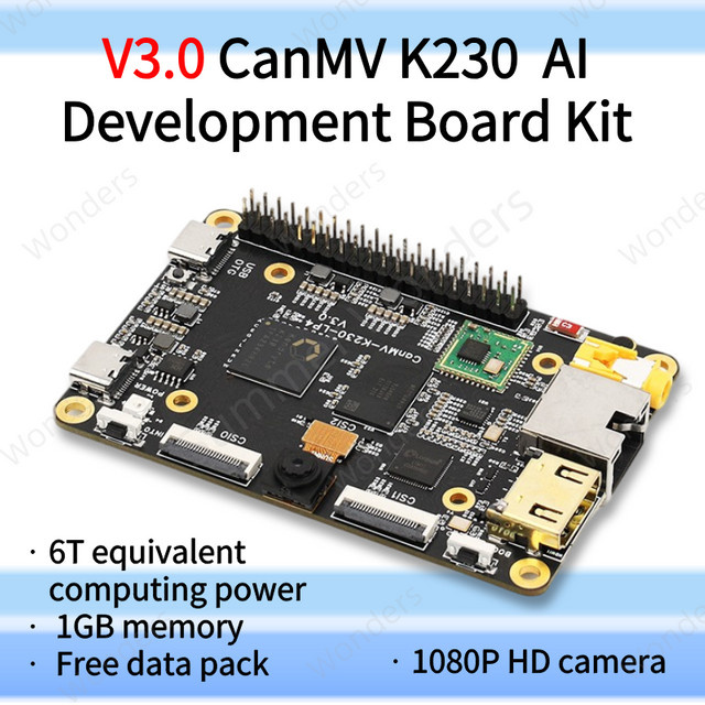CanMV K230 V3.0 RISC-V AI Development Board Kit mit 6 TOPS, 1 GB RAM und 1080P Visuellem Erkennungsmodul in Schwarz - Bild 1