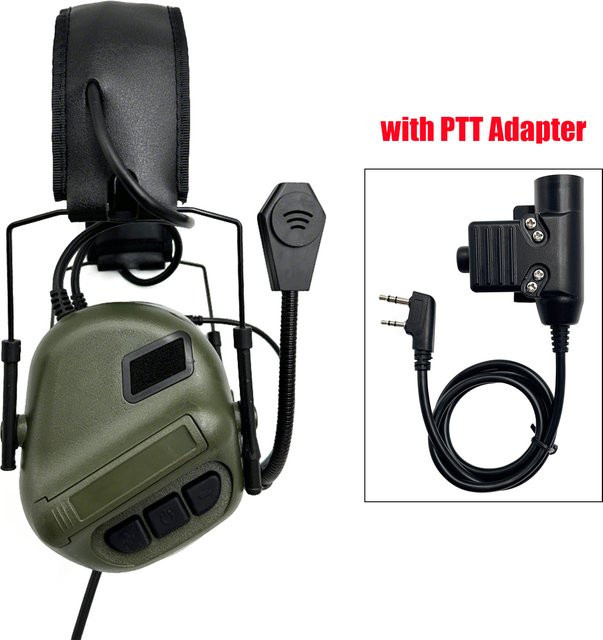 YANHAO Taktische Ohrenschützer mit Mikrofon und PTT in Sand, elektronischer Gehörschutz mit aktiver Geräuschunterdrückung und Schallverstärkung, Over-Ear - Bild 1