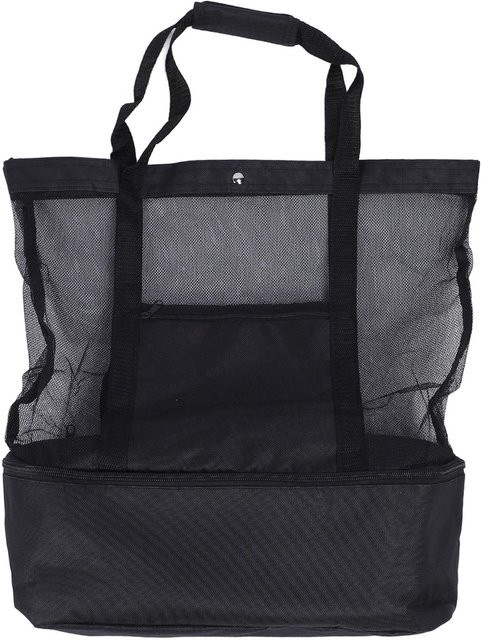 Isolierte Netztasche von CosyHome in Schwarz und Grau für Strand, Picknick und Camping mit Reißverschluss und zwei Tragegriffen - Bild 1
