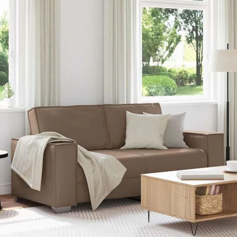 vidaxl Loveseat Sofa 2-Sitzer aus Kunstleder in Braun mit Kissen, Breite: 180 cm - Bild 1