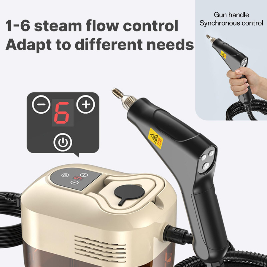 Aimo Handheld Multi-Oberflächen Dampfreiniger in Orange mit Touchscreen, 6 Stufen einstellbar und 6 Zubehörteilen - Bild 7