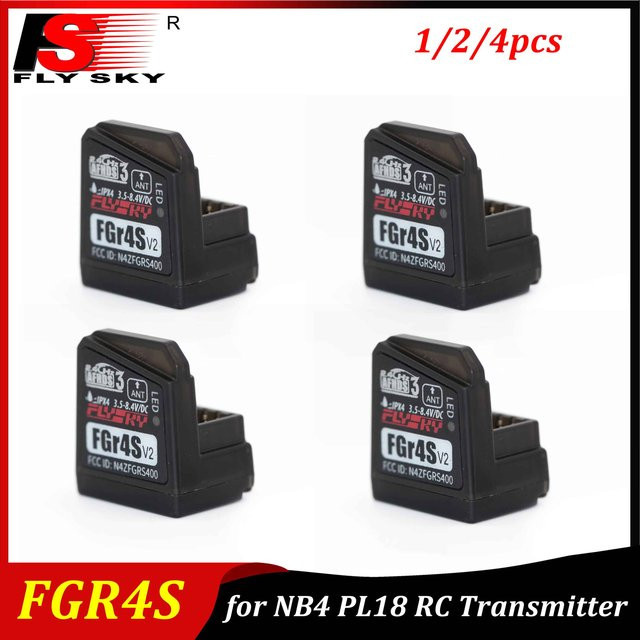 Flysky FGR4S V2 Empfänger AFHDS Single-Antenne mit bidirektionalem PWM/PPM/IBUS Ausgang in Schwarz für NB4 PL18 RC Sender - Bild 1