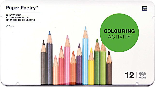 Rico Design Paper Poetry Buntstifte im Metalletui, 12 Stück, Multicolored - Bild 1
