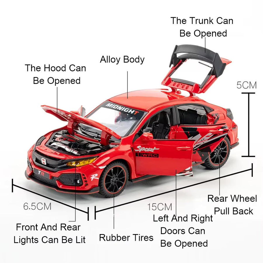 RMZ city Honda Civic TYPE-R Sport Auto Modell, 1:32, mit Licht und Musik - Bild 2