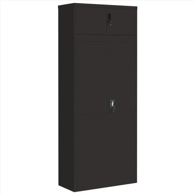 vidaXL Aktenschrank aus Stahl in Schwarz mit verstellbaren Regalböden und Schloss, B/T/H: 90 x 40 x 220 cm - Bild 1