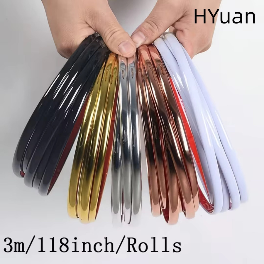 HYuan Selbstklebende PVC Zierleiste für Decken, Wände, Türen und Fenster, 3 Meter, Farbe: Silber oder Gold - Bild 2