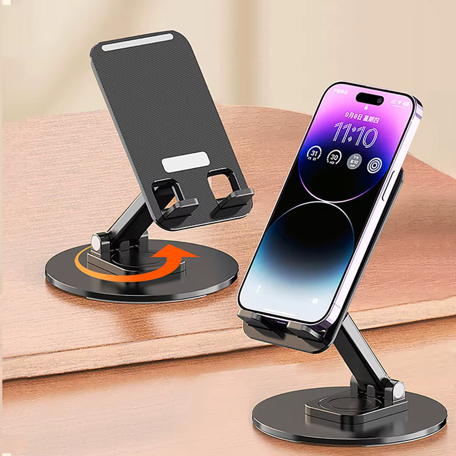 Faltbarer und drehbarer Handy-Ständer in Weiß für iPhone, Huawei und Xiaomi sowie Tablets als stabiler rutschfester Desktop-Halter - Bild 2