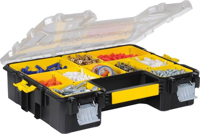 Stanley FatMax Profi-Organizer mit tiefen Fächern, spritzwassergeschützt, transparent/gelb, B/T/H: 45 x 12 x 36 cm - Bild 1