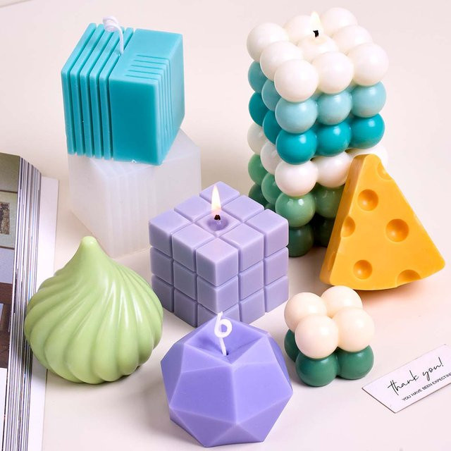 UDOCOOL Silikonform für 3D kubische Blasenkerzen und DIY Handwerk in Multicolour - Bild 1