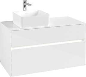 V&B Waschtischunterschrank Collaro in Weiß Glossy mit LED-Beleuchtung B/T/H: 100 x 54,8 x 50 cm - Bild 1