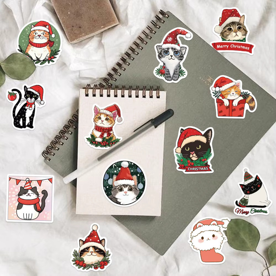 Kawaii Cartoon Weihnachten Katze Aufkleber, 50-teiliges Set, multicolor - Bild 2