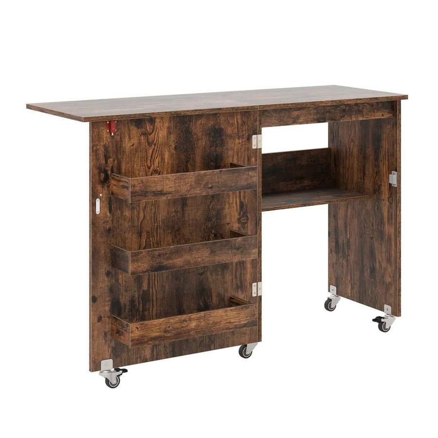 Costway 2 in 1 Schreibtisch und Nähschrank klappbar in Beige - Bild 2