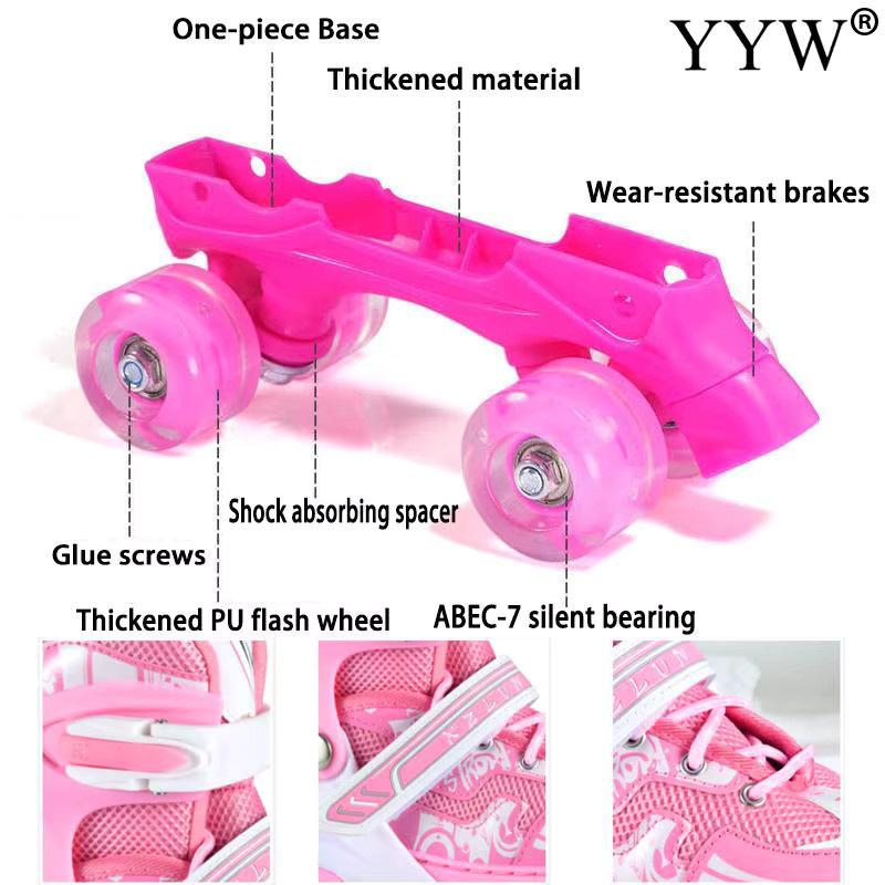 XMWL Doppelreihige Quad-Rollschuhe, 4 Räder, verstellbare Größe, Skating-Sneaker - Bild 2