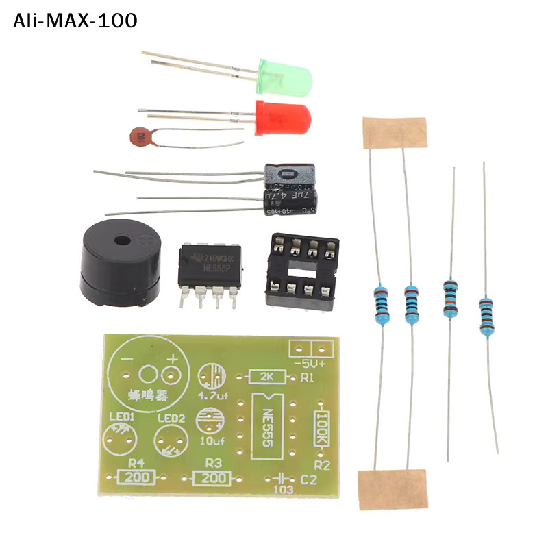 Ys NE555 DIY-Kit LED-Blinker und Signalgenerator-Schaltkreis mit Leiterplatte in Multicolour für Elektronik-Ausbildung und Lötpraxis - Bild 2