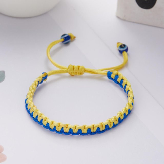Armband Titanstahl, handgewebtes Seil, Gelb Blau, Unisex - Bild 1